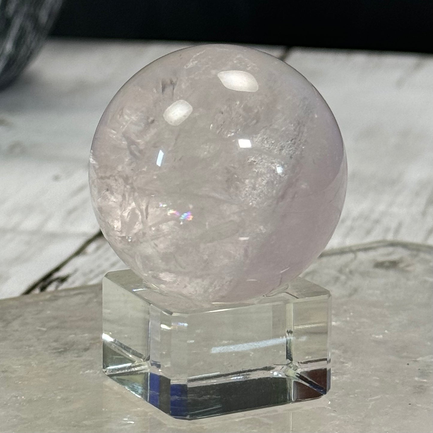 Light Lavender Amethyst Sphere with Good Clarity and Rainbows