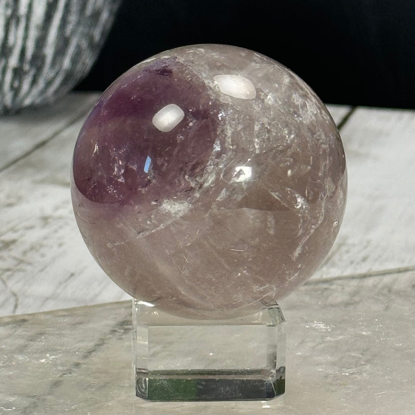 Amethyst Root Sphere with Smoky Phantoms