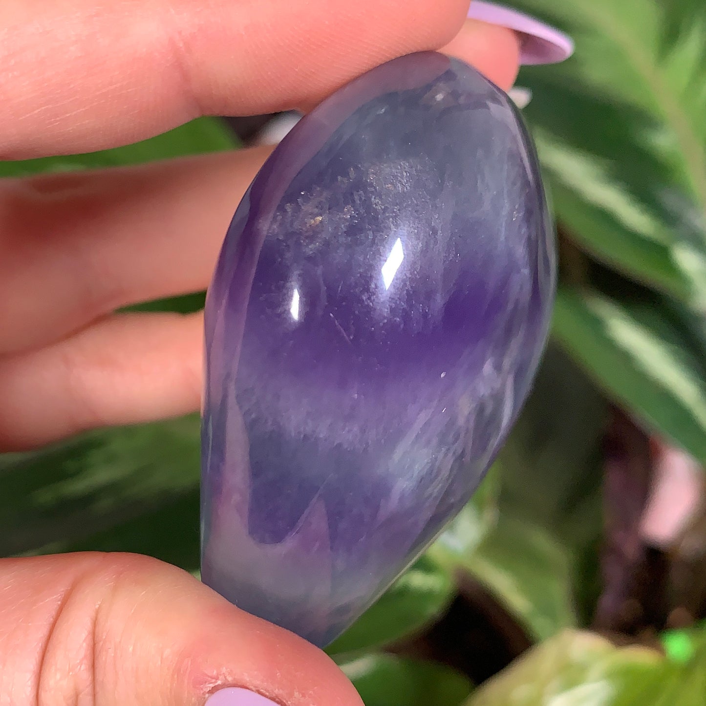 Purple and Teal Banded Fluorite Puffy Heart