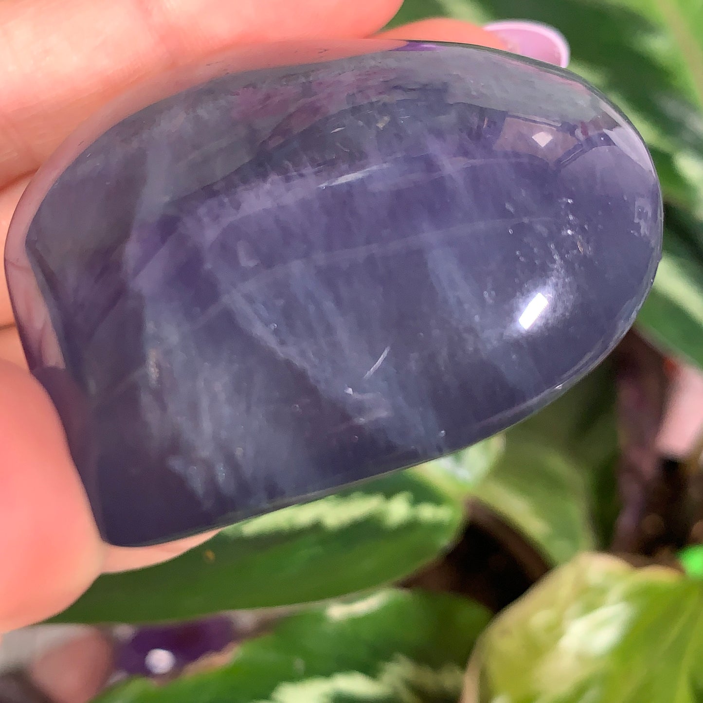 Purple and Teal Banded Fluorite Puffy Heart