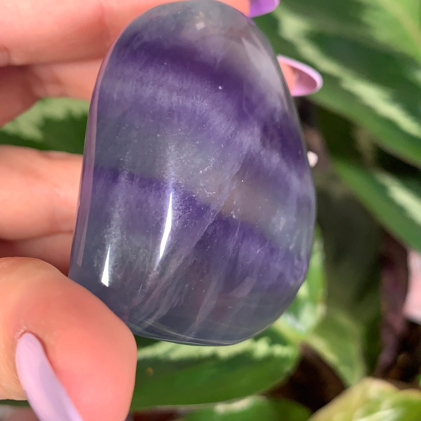 Purple and Teal Banded Fluorite Puffy Heart