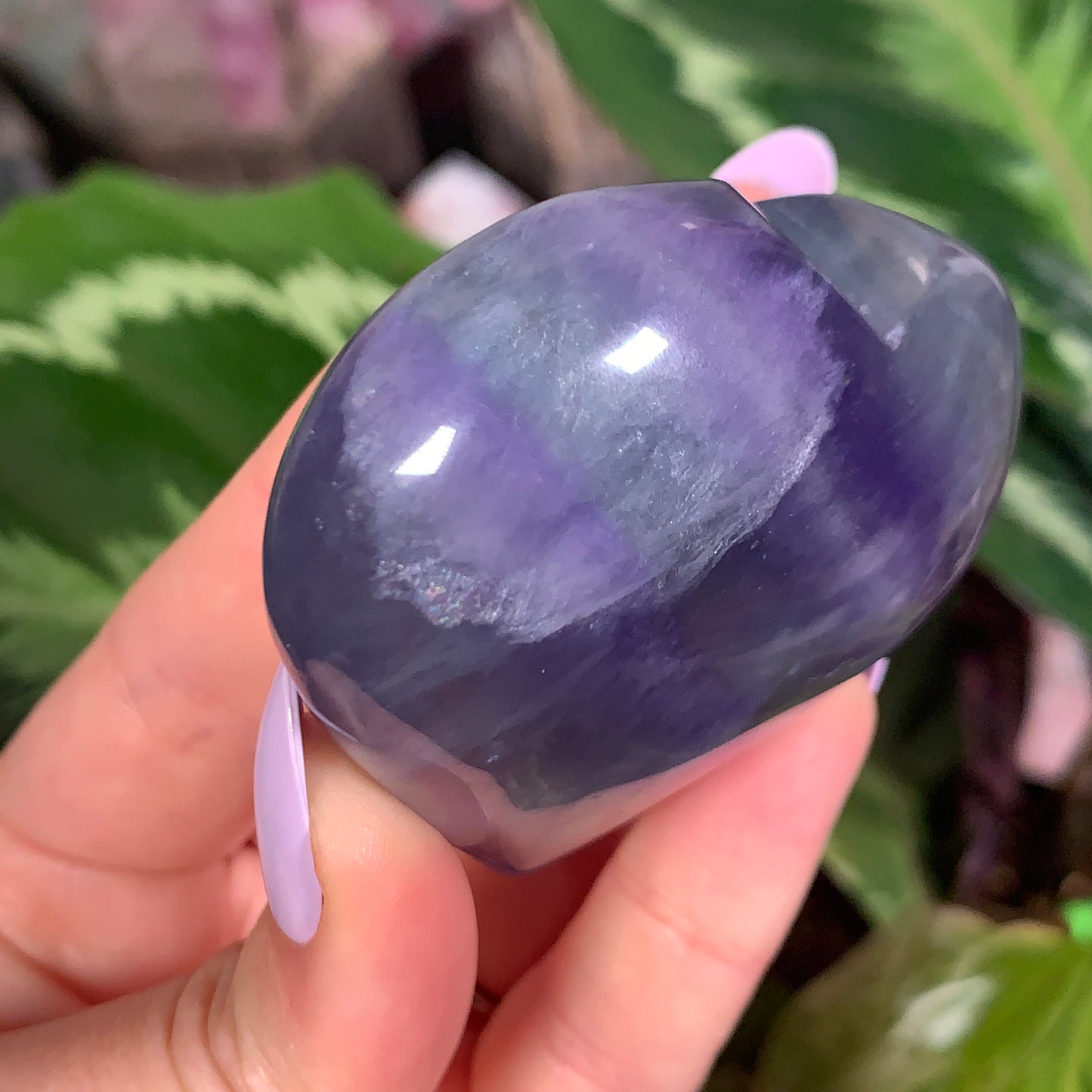 Purple and Teal Banded Fluorite Puffy Heart