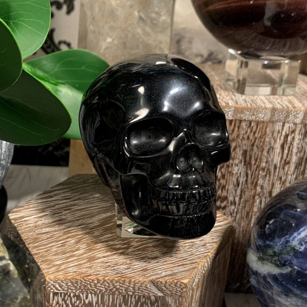 Black Obsidian Carved Skull