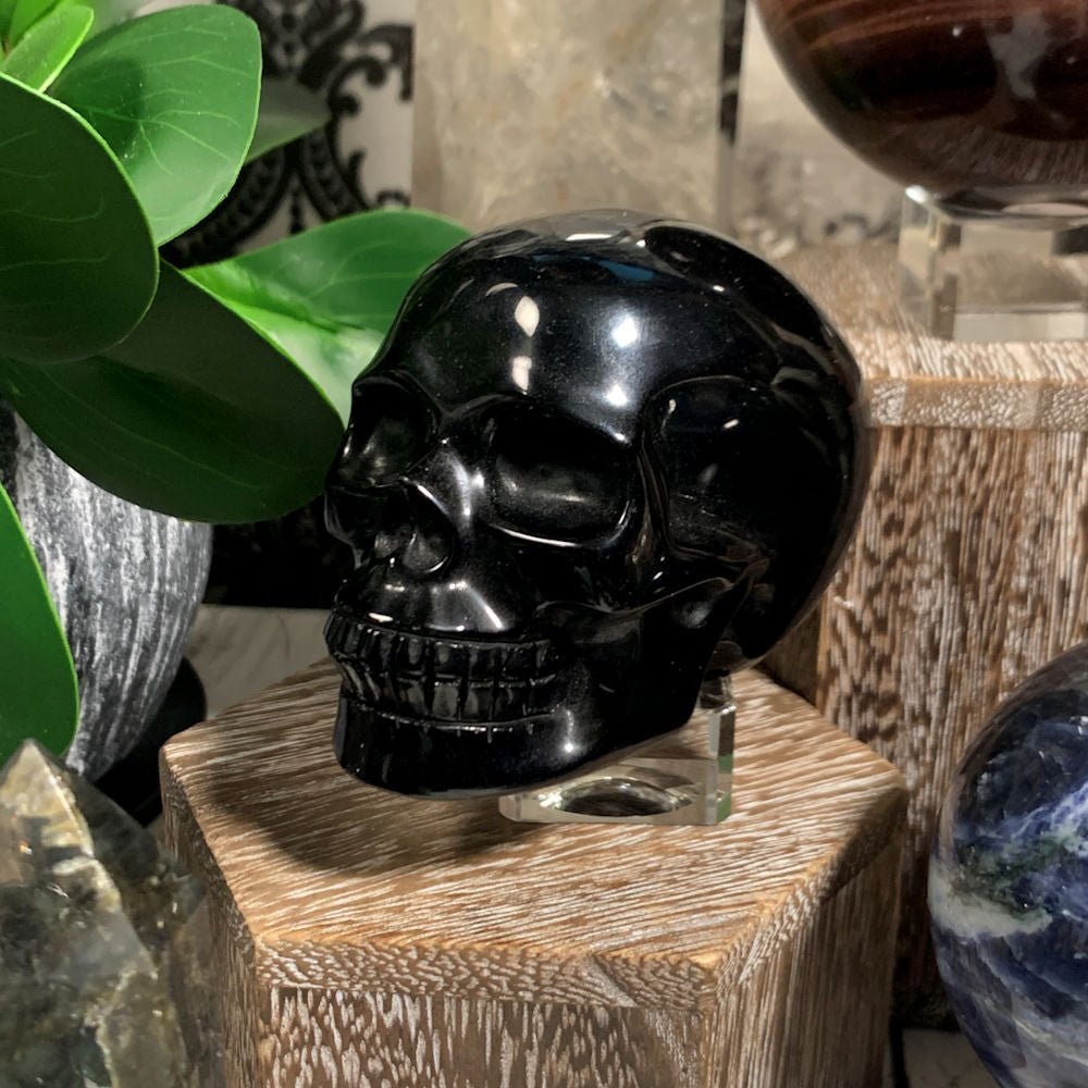 Black Obsidian Carved Skull