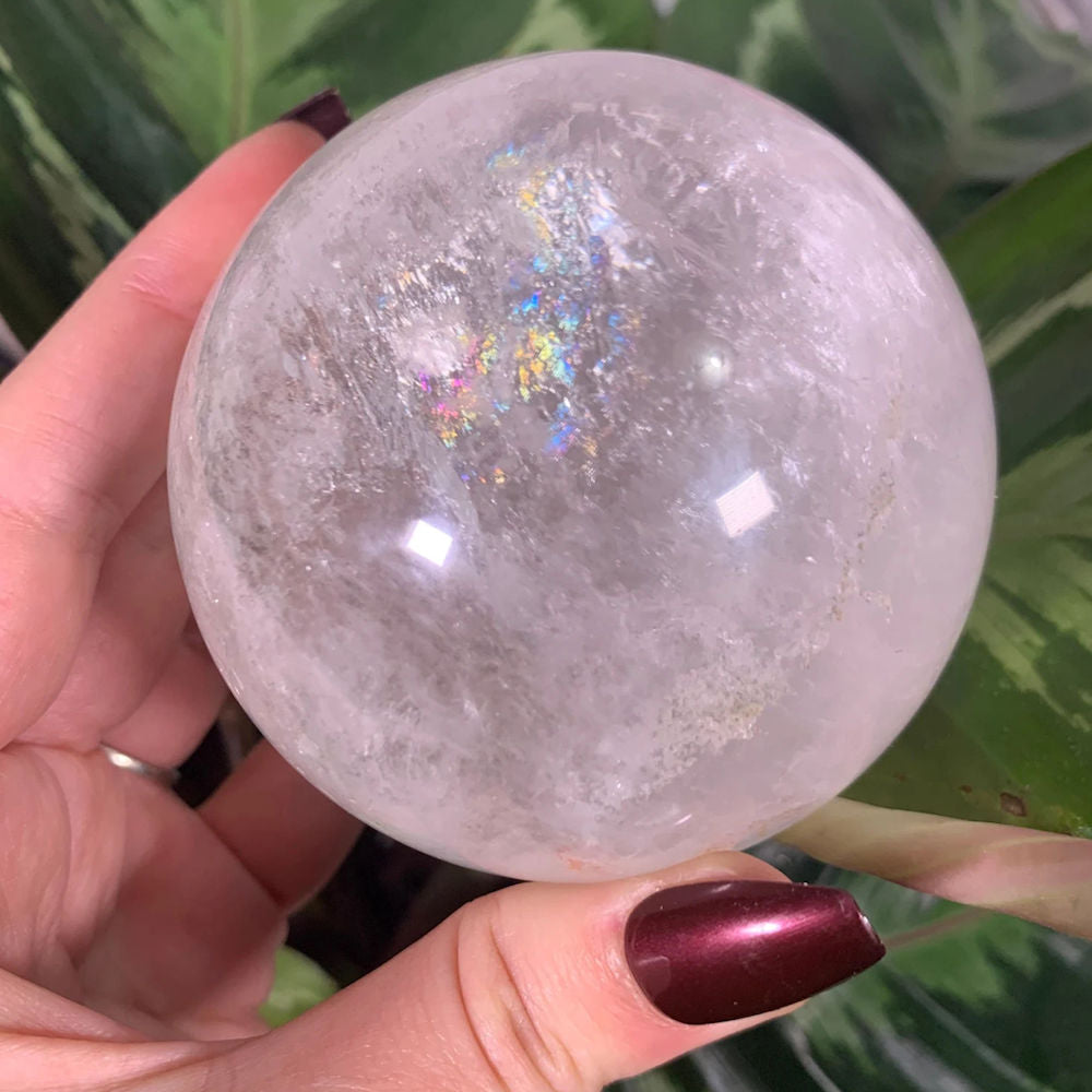 Quartz Clear Crystal Sphere with Rainbows