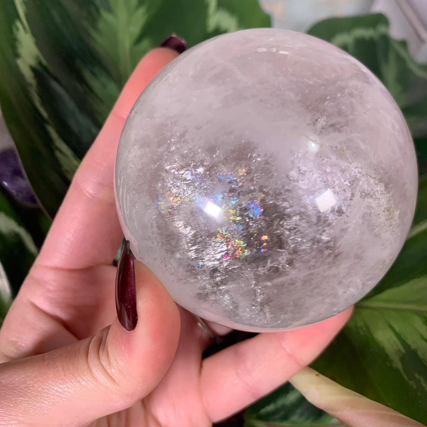 Quartz Clear Crystal Sphere with Rainbows