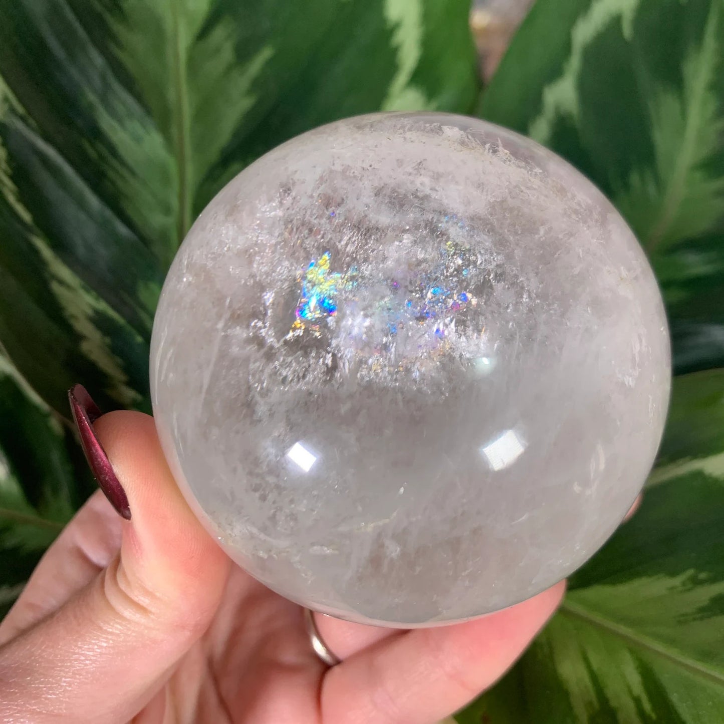 Quartz Clear Crystal Sphere with Rainbows