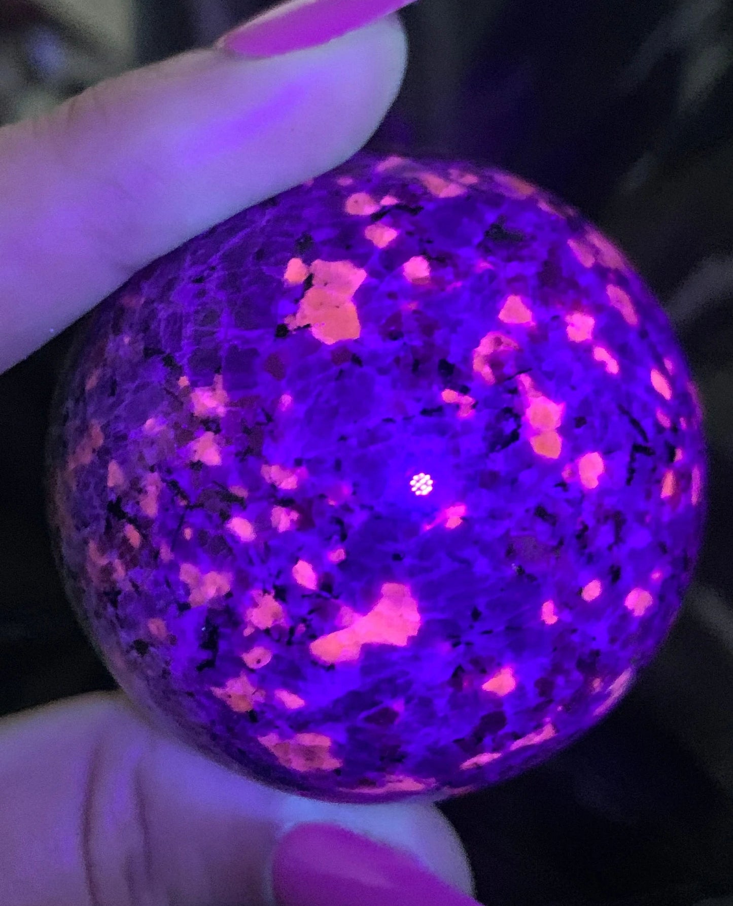 Polished High Grade Yooperlite Sphere | Emberlite | UV Reactive Sodalite Crystal